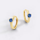 Solitaire Birthstone Huggie Hoop Earrings