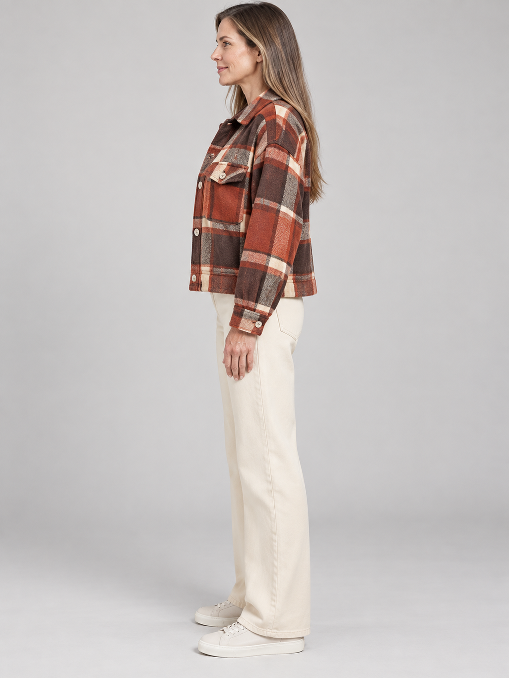 ZABEL™ - Casual Plaid Button Front Long Sleeve Jacket