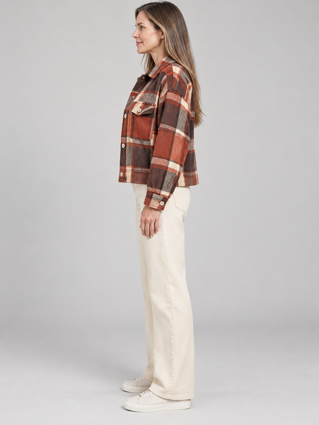 ZABEL™ - Casual Plaid Button Front Long Sleeve Jacket