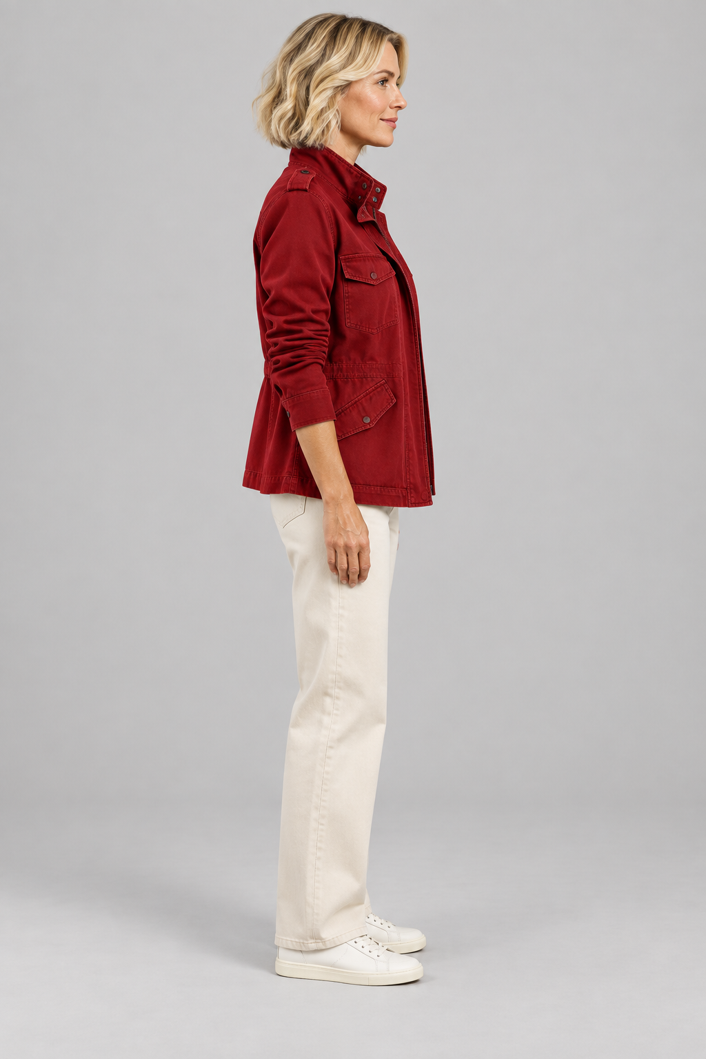 RHODA™ - Vintage Zip Up Button Military Jacket