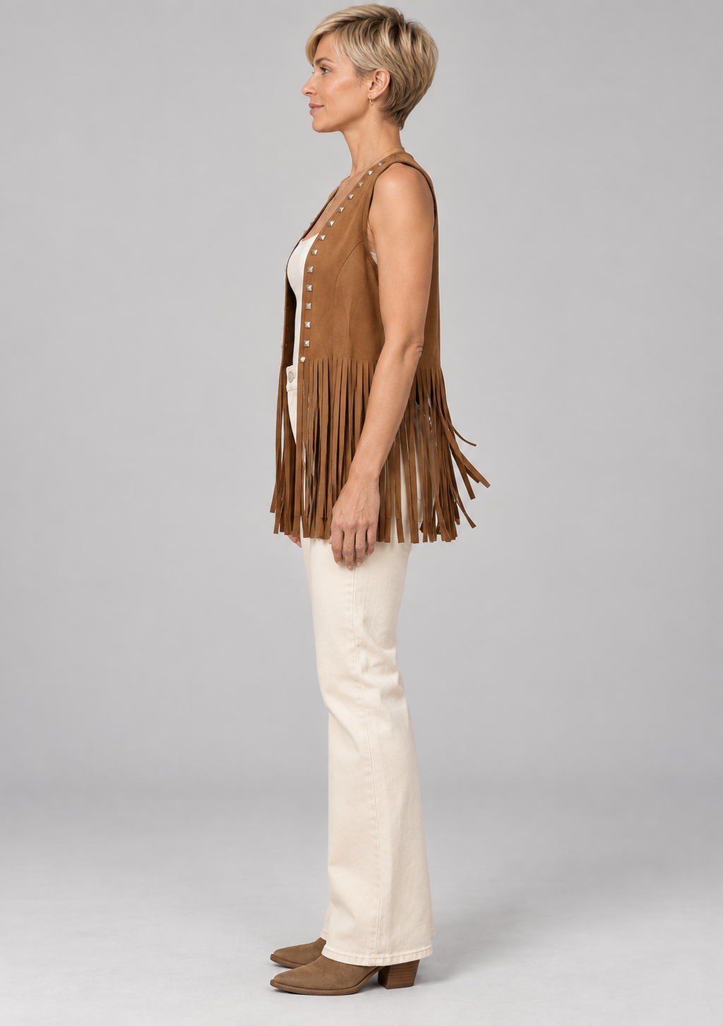 DHARNA™ – Casual Open-Front Sleeveless Fringe Vest