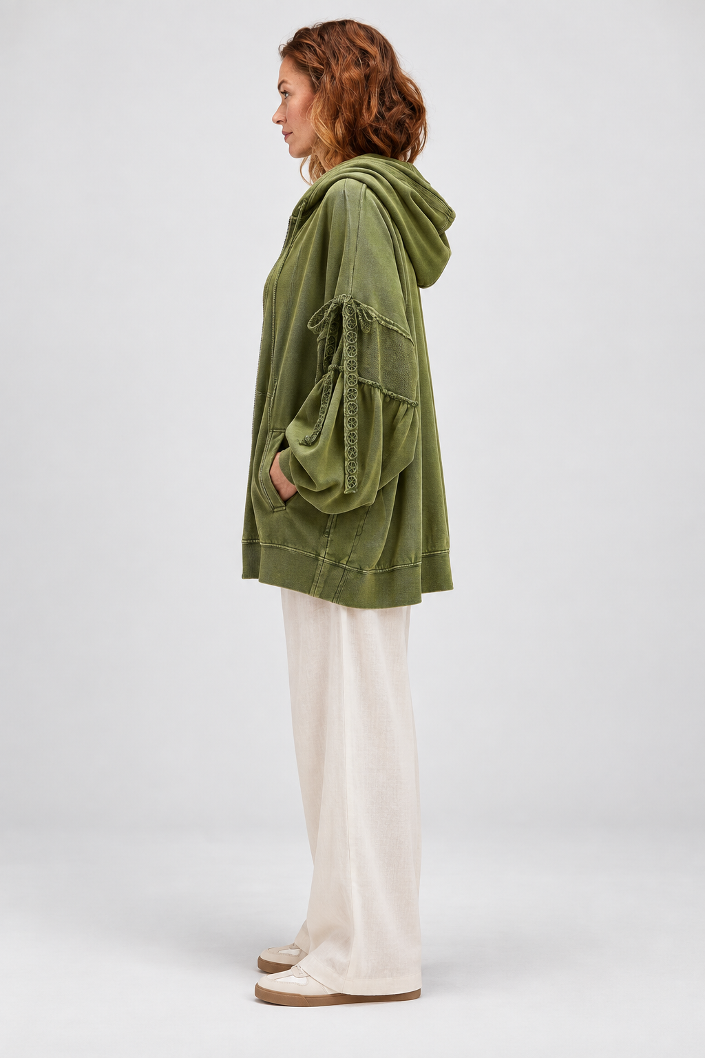 LELENA™ - Chic Zip Up Hooded Side Bow Long Sleeve Jacket