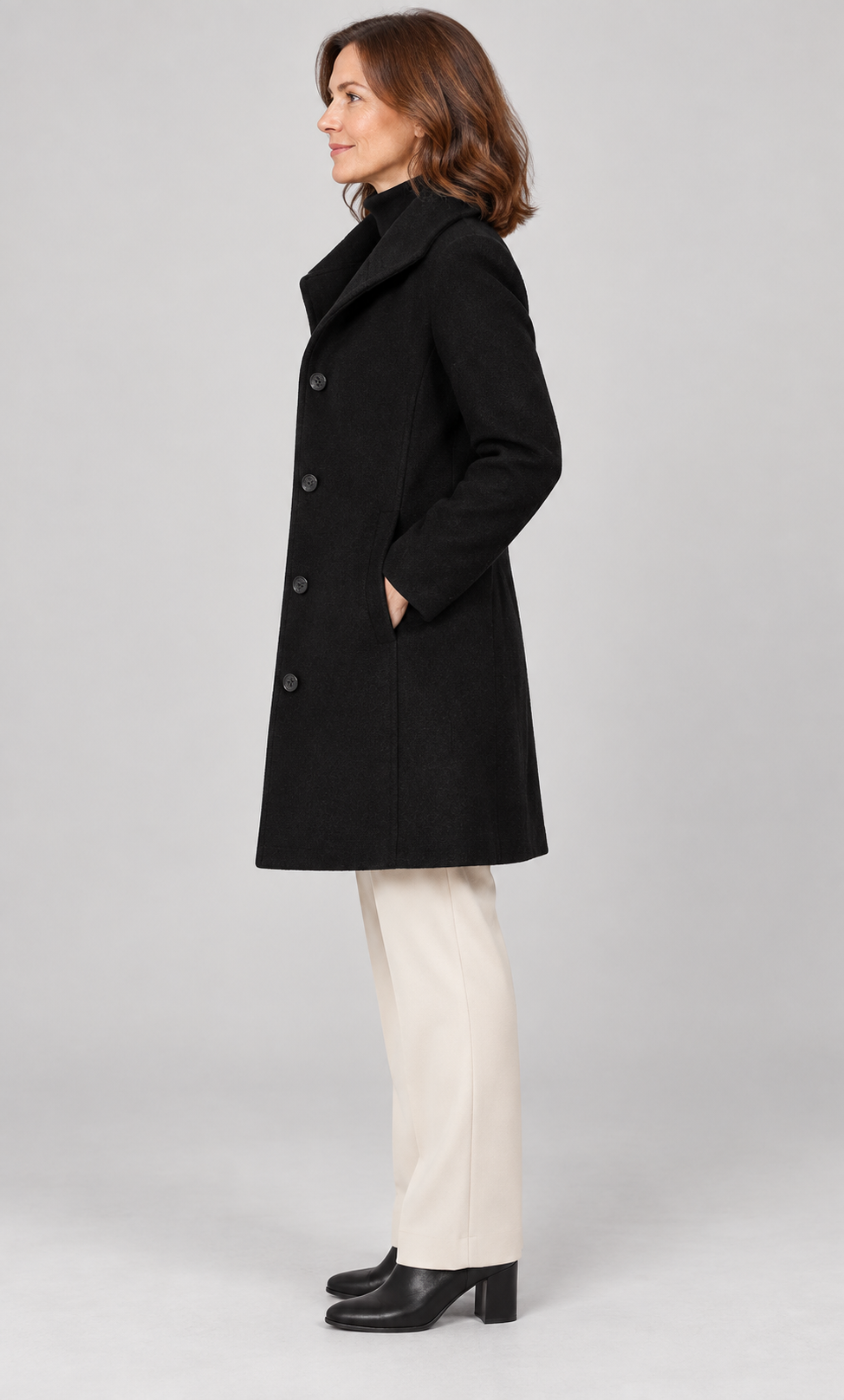 GABRIELA™ - Casual Wool Blend Pea Coat with Single-Breasted Design
