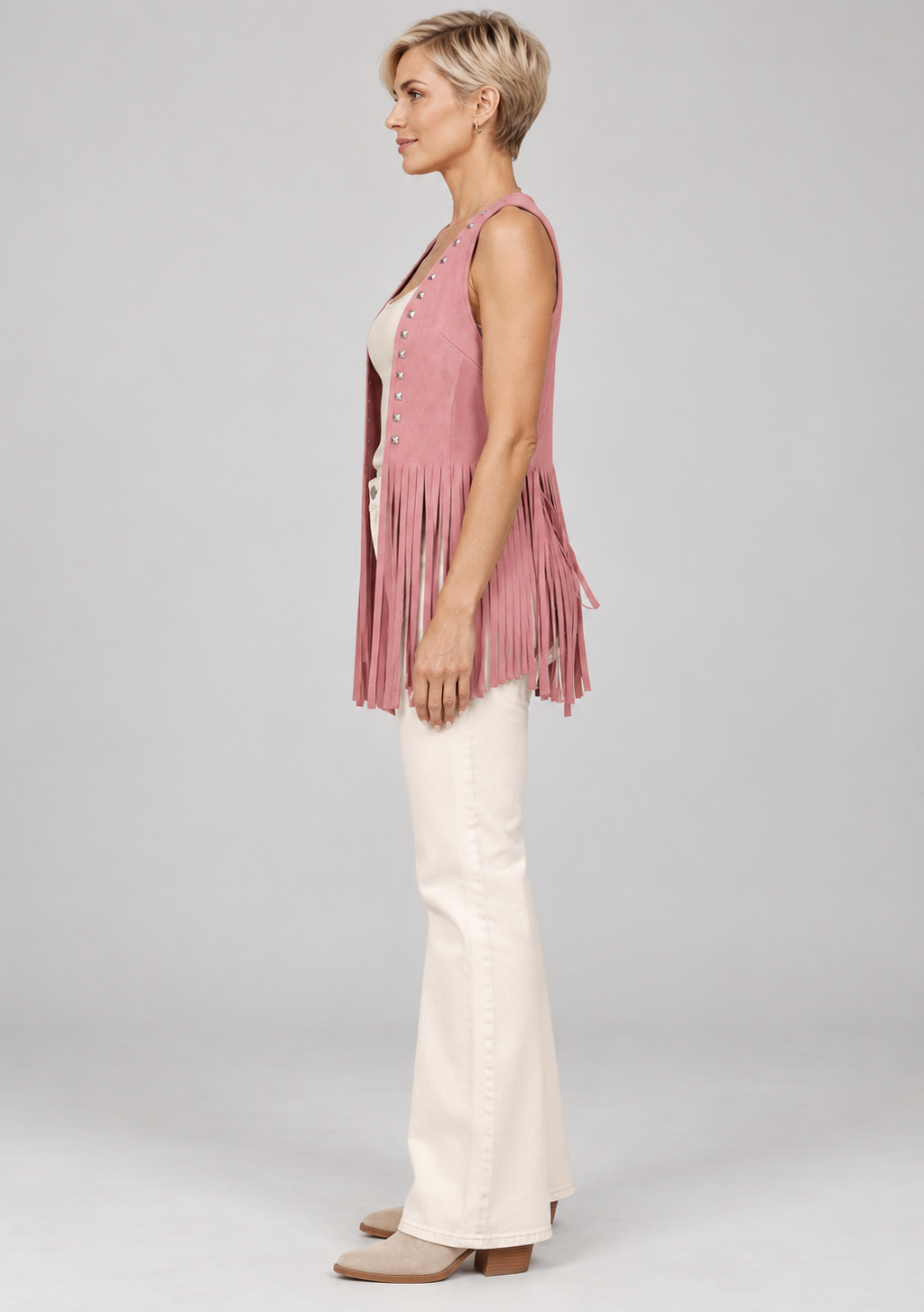 DHARNA™ – Casual Open-Front Sleeveless Fringe Vest