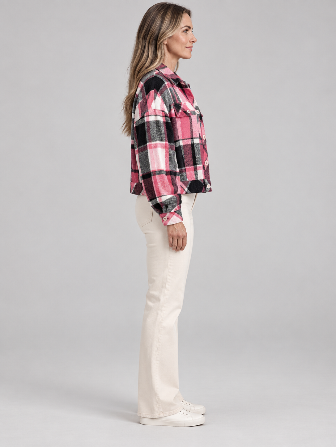 ZABEL™ - Casual Plaid Button Front Long Sleeve Jacket