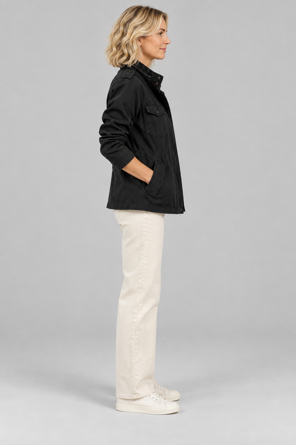 RHODA™ - Vintage Zip Up Button Military Jacket