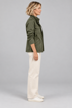 RHODA™ - Vintage Zip Up Button Military Jacket
