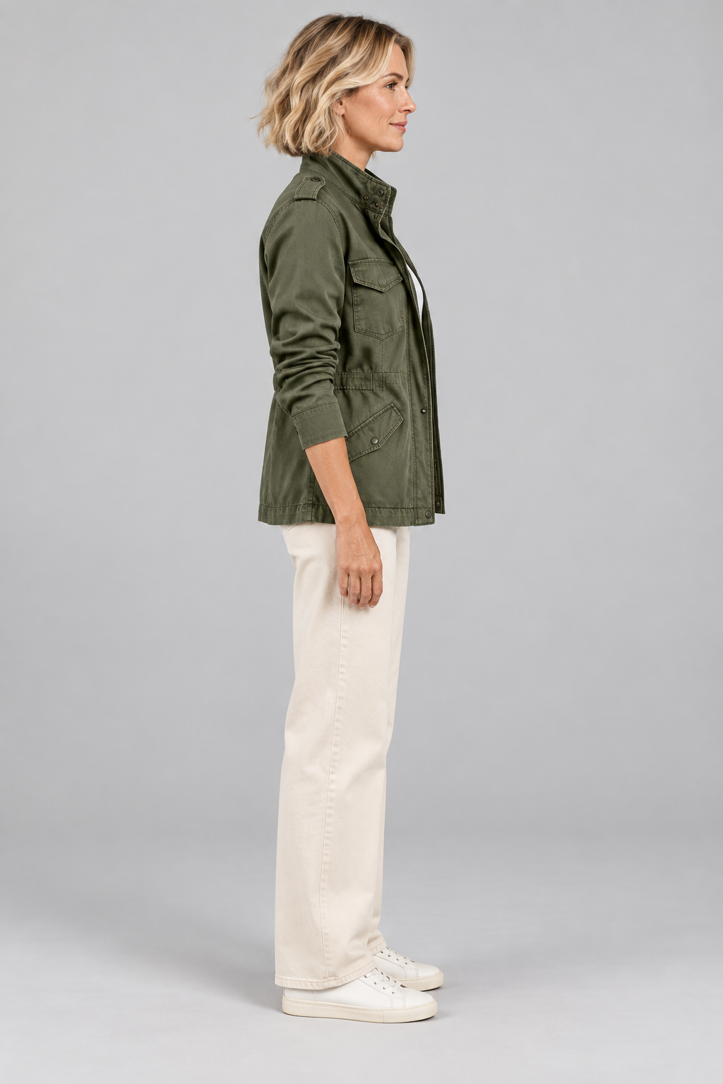 RHODA™ - Vintage Zip Up Button Military Jacket
