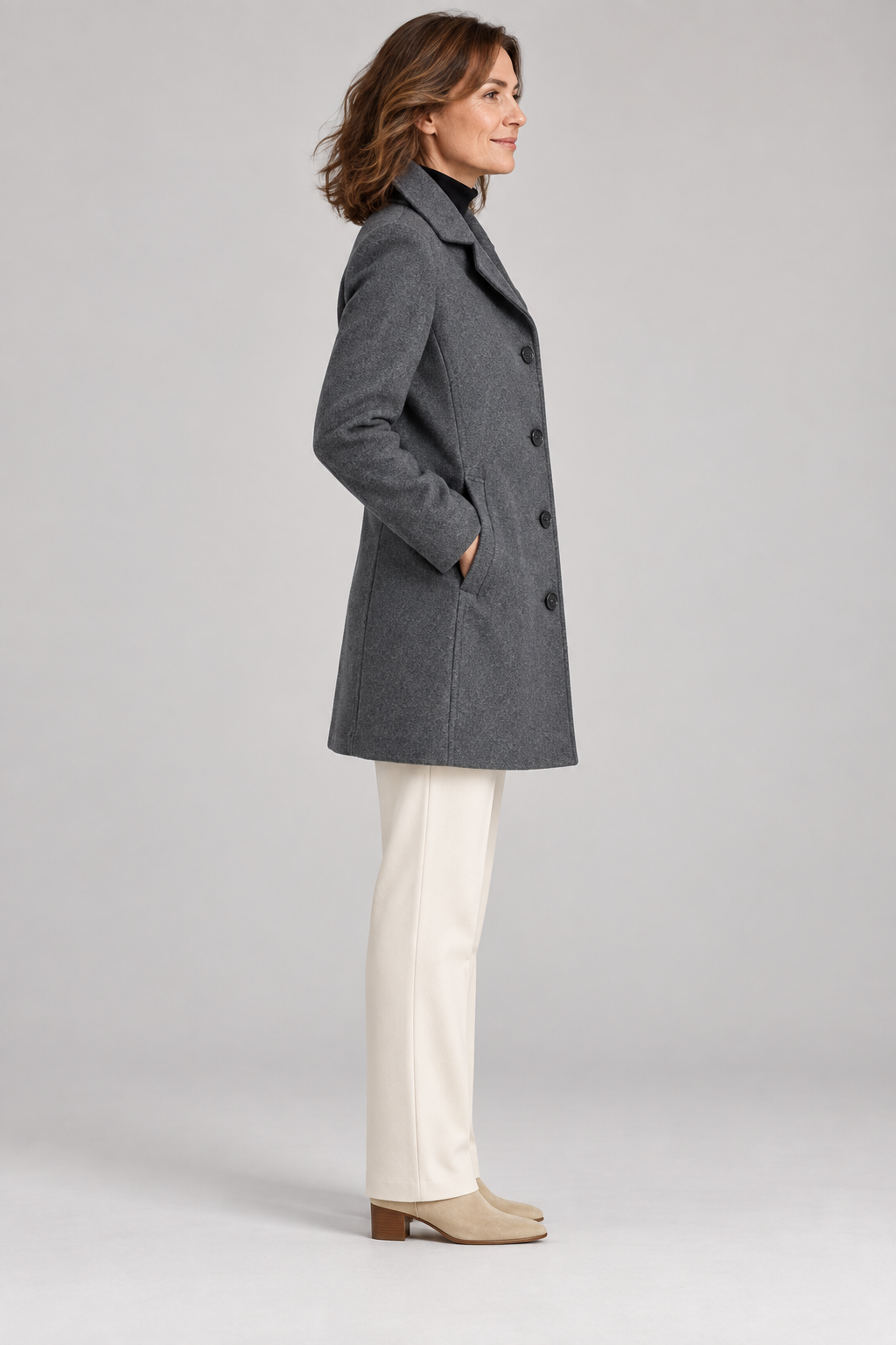 GABRIELA™ - Casual Wool Blend Pea Coat with Single-Breasted Design