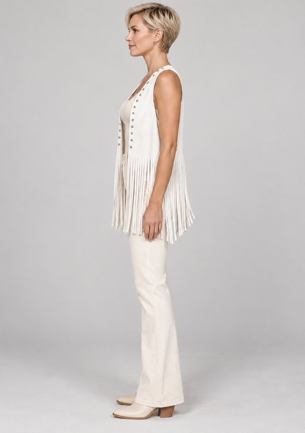 DHARNA™ – Casual Open-Front Sleeveless Fringe Vest