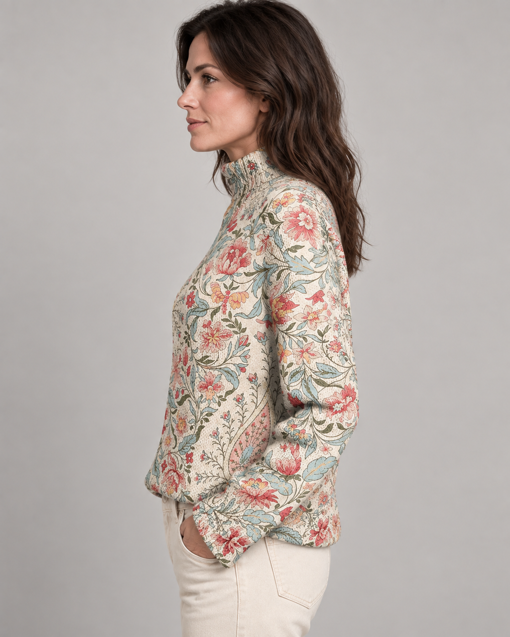 Lisia™ | Vintage Flower Knit Turtleneck