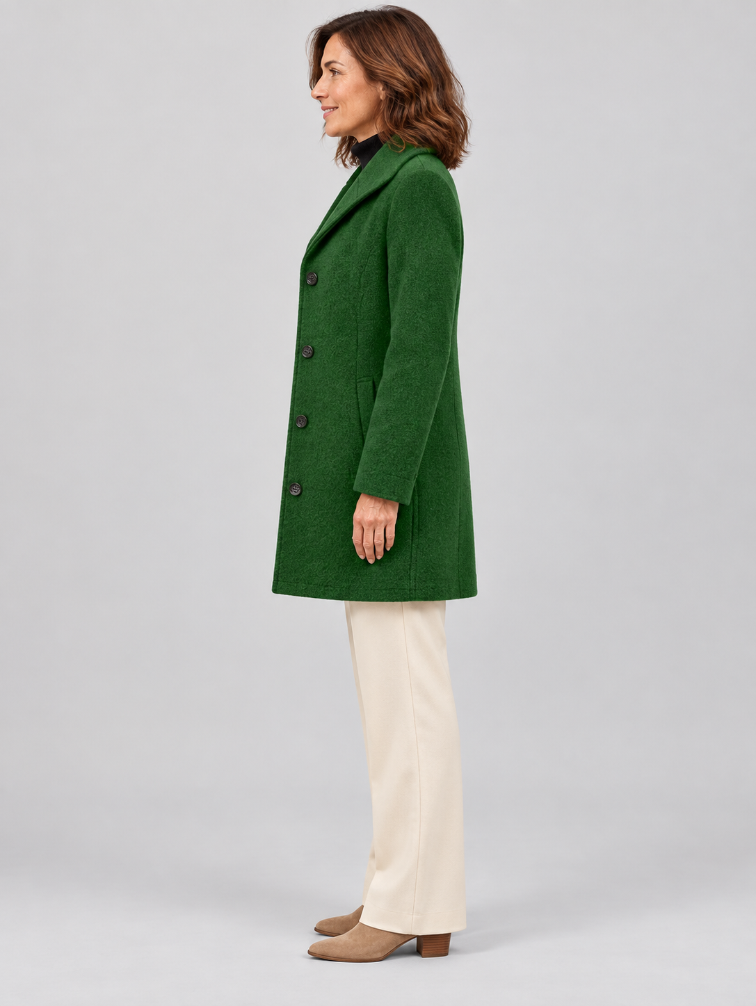 GABRIELA™ - Casual Wool Blend Pea Coat with Single-Breasted Design