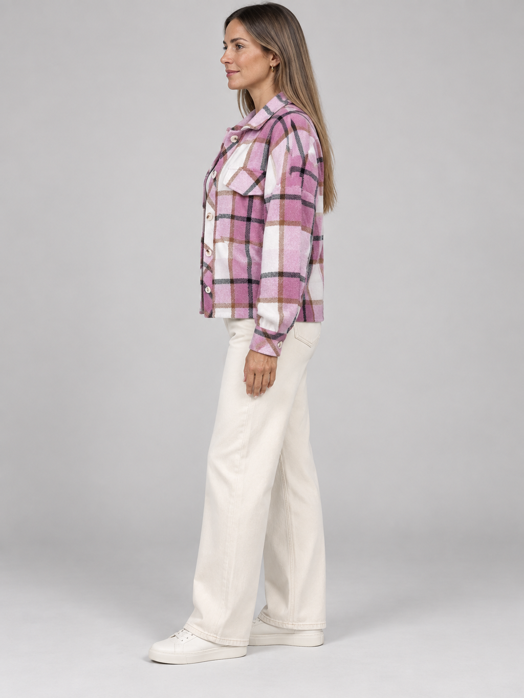 ZABEL™ - Casual Plaid Button Front Long Sleeve Jacket