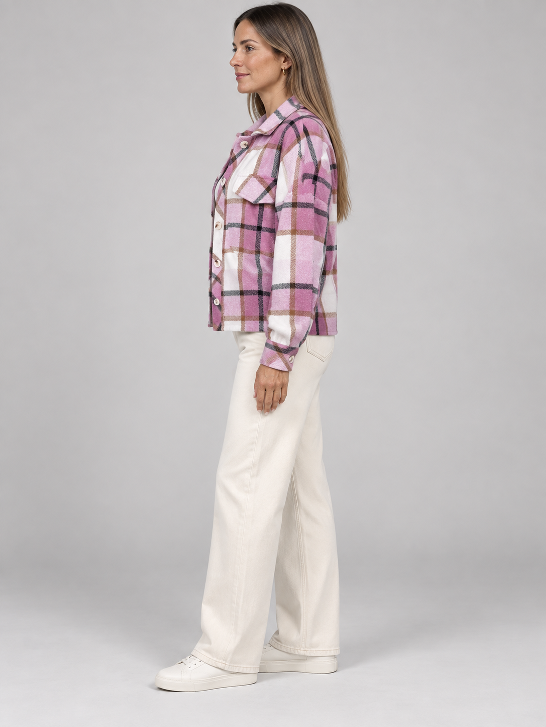 ZABEL™ - Casual Plaid Button Front Long Sleeve Jacket