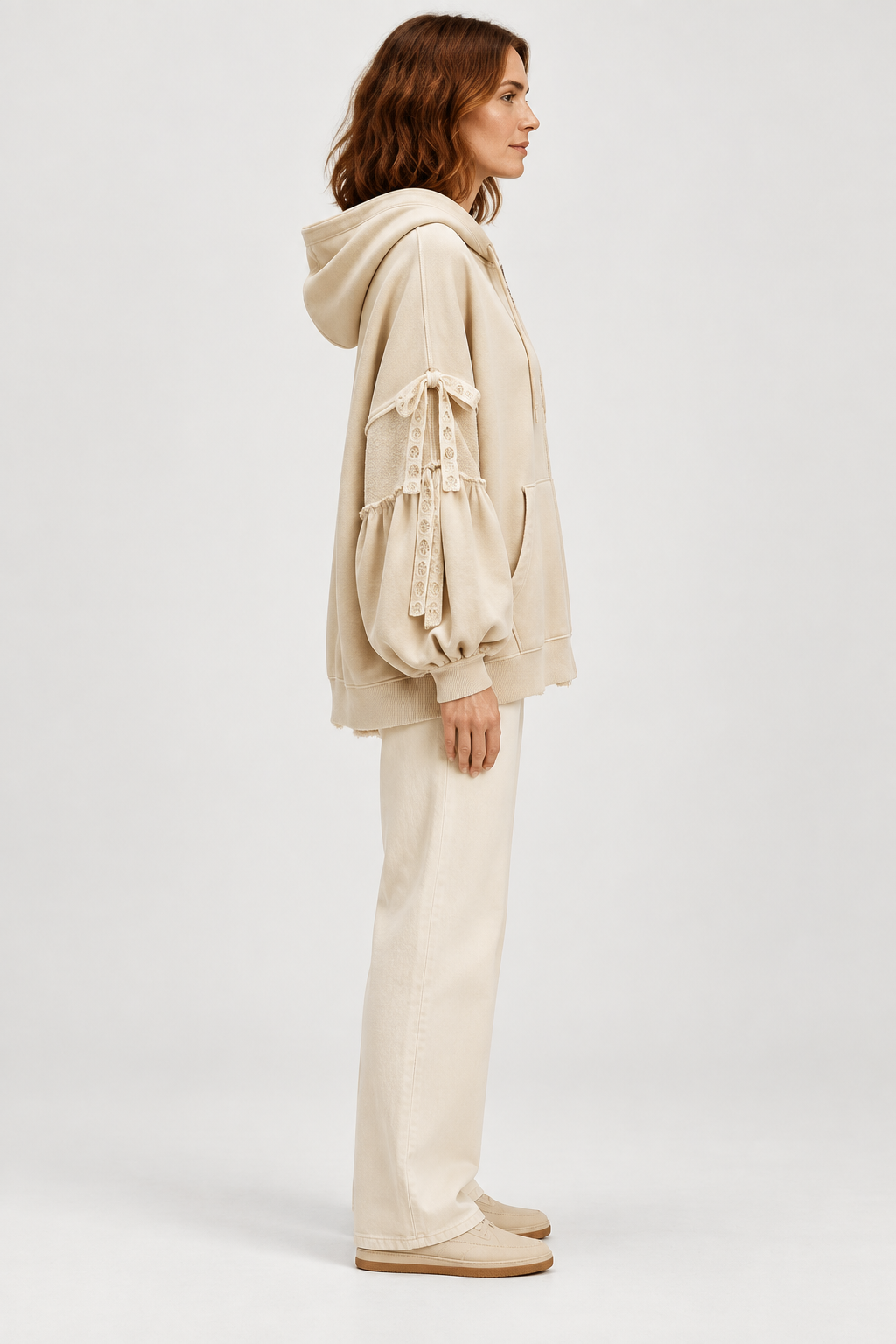 LELENA™ - Chic Zip Up Hooded Side Bow Long Sleeve Jacket