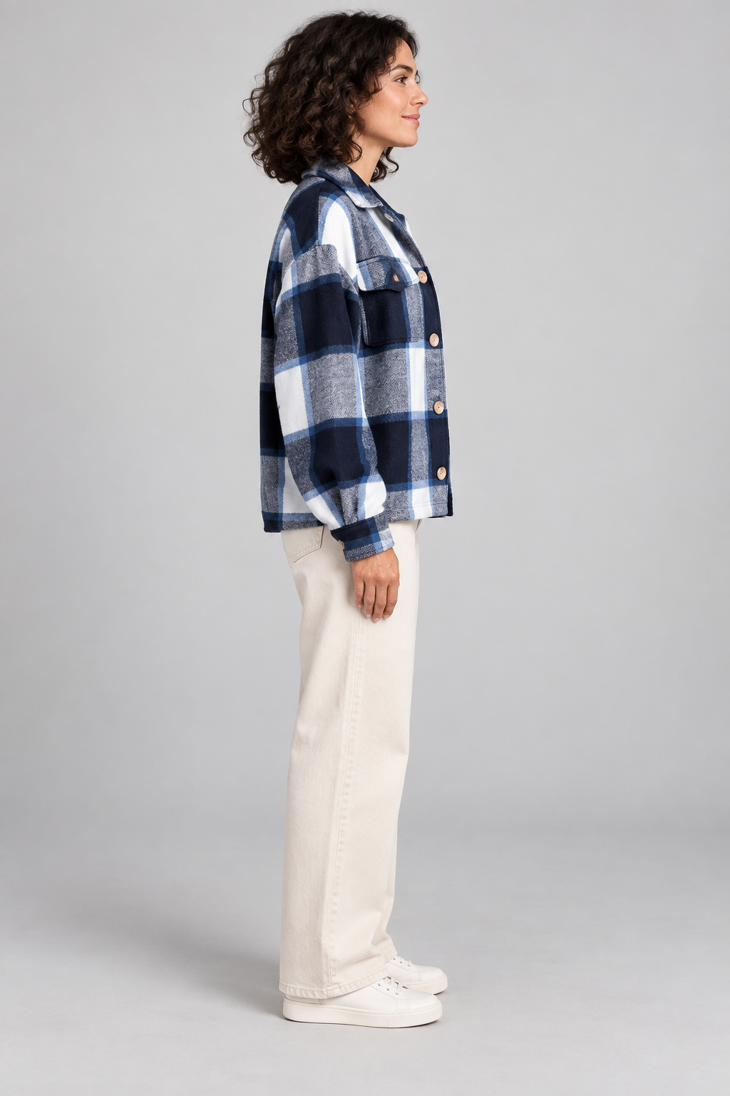 WALA™ - Casual Plaid Button Front Long Sleeve Jacket