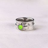 Silver Dandelion Birthstone Spinning Fidget Ring
