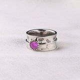 Silver Dandelion Birthstone Spinning Fidget Ring