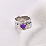 Silver Dandelion Birthstone Spinning Fidget Ring