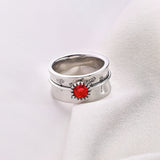 Silver Dandelion Birthstone Spinning Fidget Ring