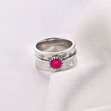 Silver Dandelion Birthstone Spinning Fidget Ring