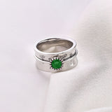 Silver Dandelion Birthstone Spinning Fidget Ring