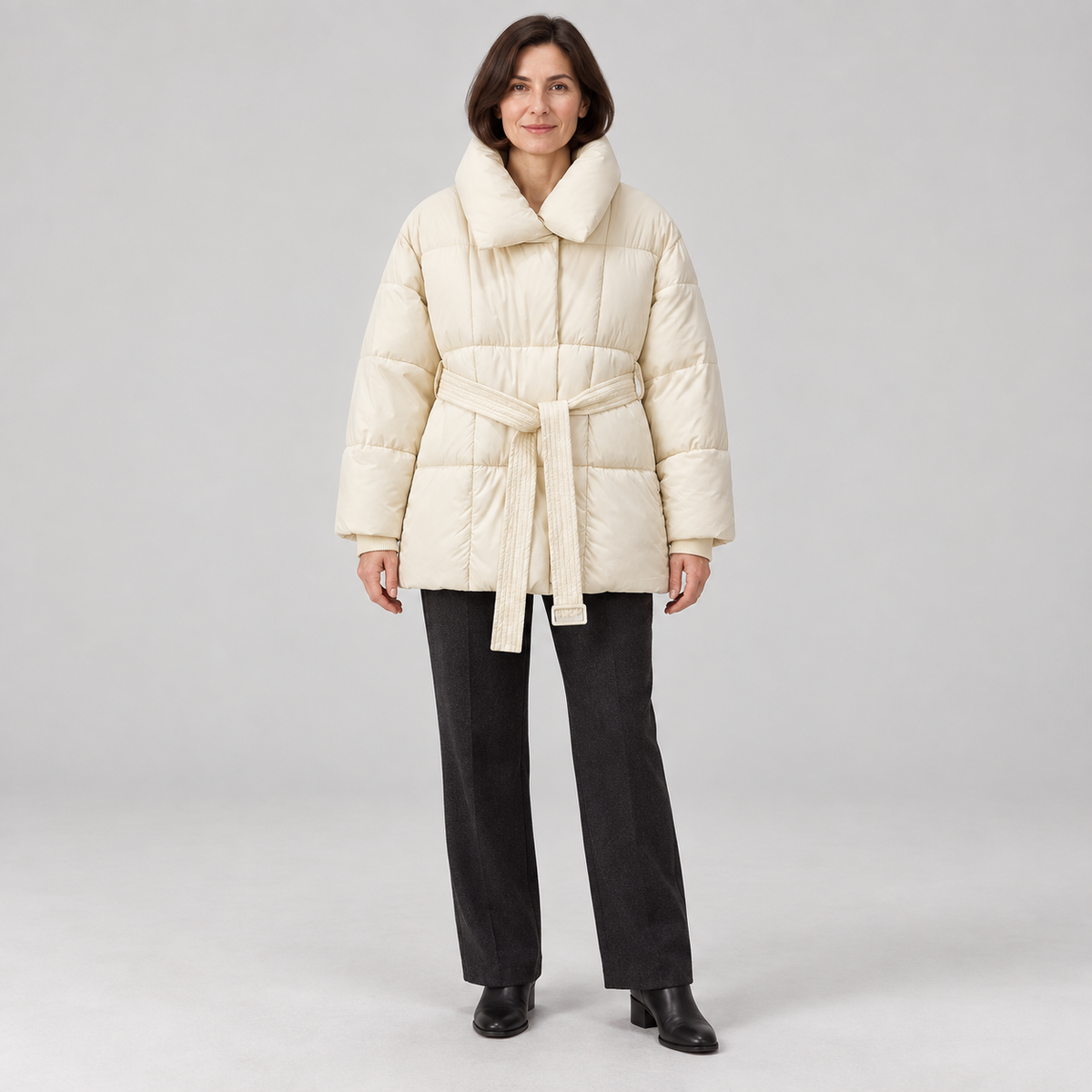 JASMINE™ - Cozy Thermal Stand Collar Waist Tie Zip-Up Coat for Winter