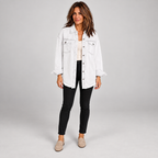 Women's Raw Hem Snap Button Washed Denim Jacket